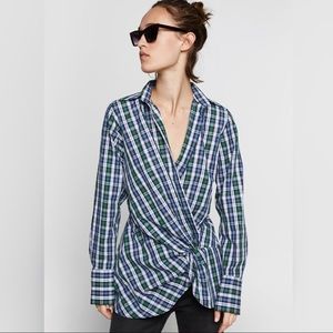 Zara Draped Plaid Shirt